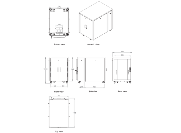 Lande SOUNDproof 17U W750xD1130xH1000mm | 750kg | Black 